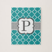 Aquamarines blaues Monogramm Letter P Quartett Puzzle (Vertikal)