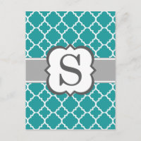 Aquamarines blaues Monogramm Letter S Quatrefolie