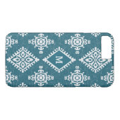 Aquamarines blaues Muster des Monogramm-| Amadora Case-Mate iPhone Hülle (Rückseite (Horizontal))