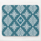 Aquamarines blaues Muster des Monogramm-| Amadora Mousepad (Vorne)
