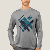 Aquamarines blaues Navy-Diagonal-Design für Abstra Tri-Blend Shirt (Vorderseite)
