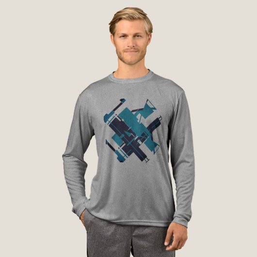 Aquamarines blaues Navy-Diagonal-Design für Abstra Tri-Blend Shirt (Volle Vorderseite)