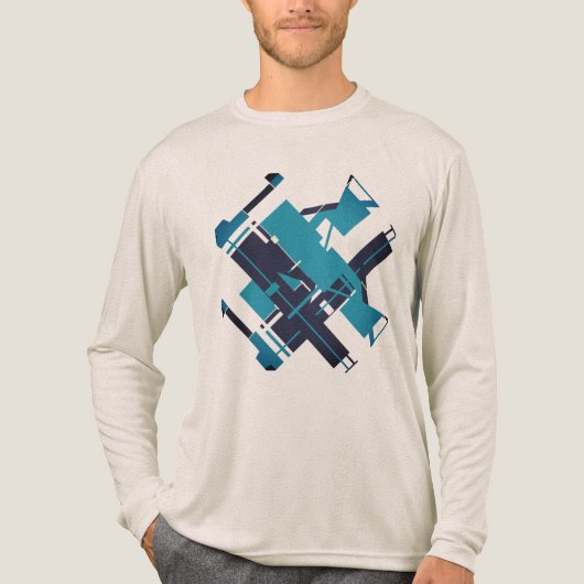 Aquamarines blaues Navy-Diagonal-Design für Abstra Tri-Blend Shirt (Vorderseite)