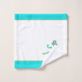 Aquamarines blaues Oktopus Küstenstadt Wasserbad Badhandtuch Set (Waschlappen)