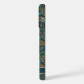 Aquamarines blaues Paisley-Muster iPhone Hülle (Linke Seite)