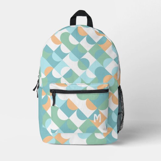 Aquamarines blaues Pfirsich Orange Art Bedruckter Rucksack (Vorderseite)