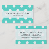 Aquamarines blaues Polka-Punkt-Muster Visitenkarte (Vorne/Hinten)