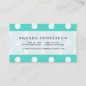 Aquamarines blaues Polka-Punkt-Muster Visitenkarte (Rückseite)