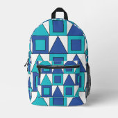 Aquamarines blaues Quadrat-Dreieck Geometrie Bedruckter Rucksack (Vorderseite)