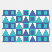 Aquamarines blaues Quadrat-Dreieck Geometrie Geschenkpapier Set (Vorderseite 2)