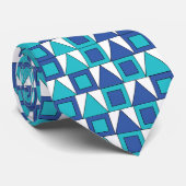 Aquamarines blaues Quadrat-Dreieck Geometrie Krawatte (Gerollt)