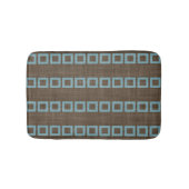 Aquamarines blaues Quadrat-Muster auf dunkelkaffel Badematte (Vorderseite)