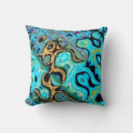 Aquamarines blaues Rippel Abstraktes Throw Kissen