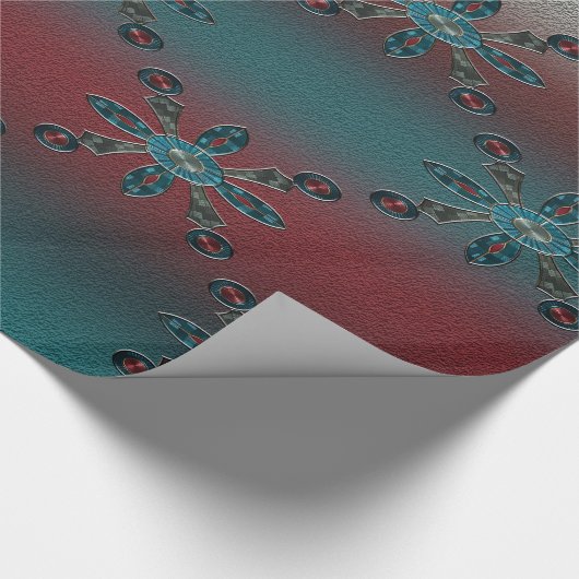 Aquamarines blaues Rot-Holz Geschenkpapier (Ecke)