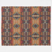 Aquamarines blaues Rotes Brown Orange Tribal Art M Fleecedecke (Vorderseite (Horizontal))
