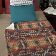 Aquamarines blaues Rotes Brown Orange Tribal Art M