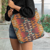 Aquamarines blaues Rotes Brown Orange Tribal Art M