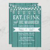 Aquamarines blaues rustikales Holzhupen Einladung (Vorne/Hinten)