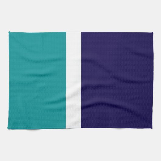 Aquamarines, blaues Schlichtes Farbblockdesign Geschirrtuch (Horizontal)