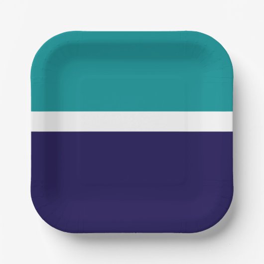 Aquamarines, blaues Schlichtes Farbblockdesign Pappteller (Vorderseite)