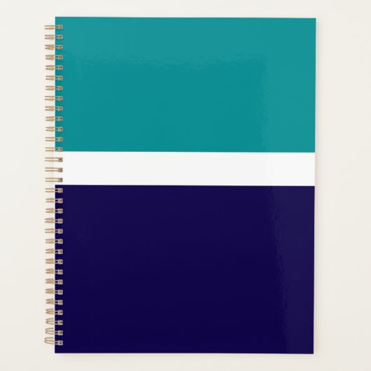 Aquamarines, blaues Schlichtes Farbblockdesign Planer (Vorderseite)