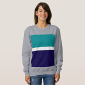 Aquamarines, blaues Schlichtes Farbblockdesign Sweatshirt (Vorne ganz)