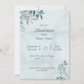 aquamarines blaues Schmetterling-Blätter Brautpart Einladung (Vorderseite)