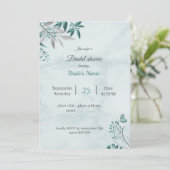 aquamarines blaues Schmetterling-Blätter Brautpart Einladung (Stehend Vorderseite)