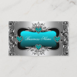 Aquamarines blaues Silber Diamond Image Hearts Ele Visitenkarte