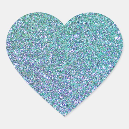 Aquamarines blaues Sparkle-Glitzer Texturmuster Herz-Aufkleber (Vorderseite)