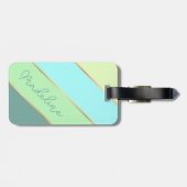 Aquamarines blaues türkisfarbenes Muster mit grüne Gepäckanhänger (Rückseite horizontal)