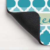 Aquamarines blaues und hellgraues Gittermuster Mousepad (Ecke)