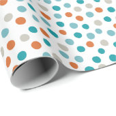 Aquamarines blaues und orangefarbenes Polka-Umschl Geschenkpapier (Rolleneckpunkt)