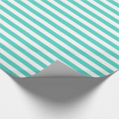 Aquamarines blaues und weißes Streifen-Muster Geschenkpapier (Ecke)