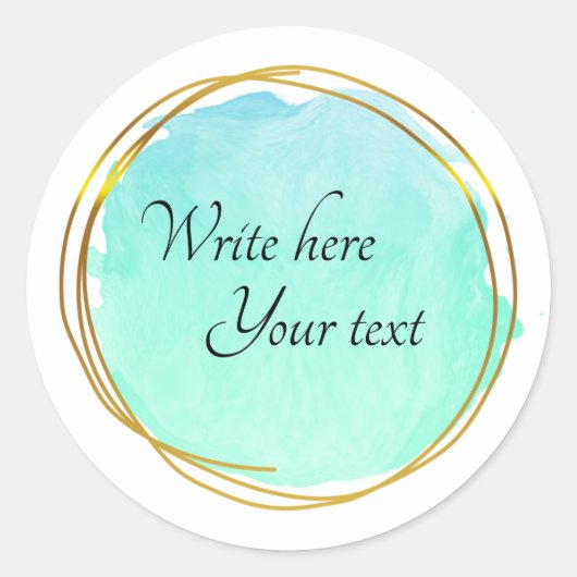 Aquamarines blaues Wasser Circle Gold Klassische K Runder Aufkleber (Vorderseite)