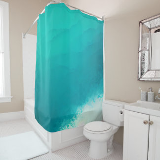 Aquamarines blaues Wasser Wasserfarbe Abstrakt Duschvorhang