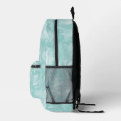 Aquamarines Blaues Wasserfarben Initialmonogramm Bedruckter Rucksack (Rechts)
