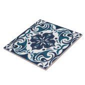 Aquamarines Blaues Weiß Azulejo Mittelmeer Fliese (Seite)