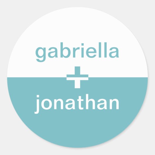 Aquamarines blaues Yang plus individuelle Name bev Runder Aufkleber (Vorderseite)