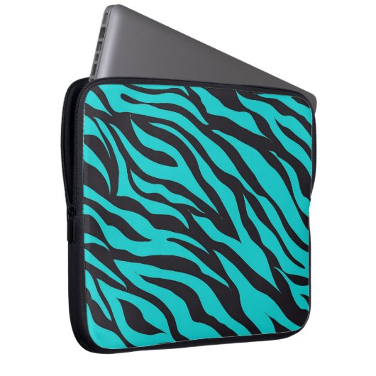 Aquamarines blaues Zebra Streifen Wildtierdrucke N Laptopschutzhülle (Vorne Rechts)