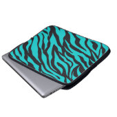 Aquamarines blaues Zebra Streifen Wildtierdrucke N Laptopschutzhülle (Vorne Knopf)