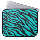 Aquamarines blaues Zebra Streifen Wildtierdrucke N Laptopschutzhülle (Vorderseite)