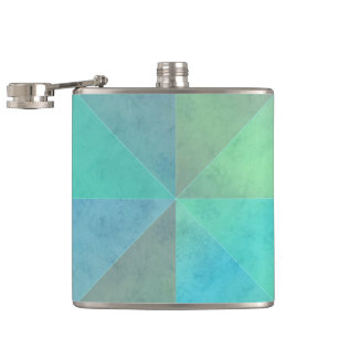 Aquamarines blaugrünes Dreieck Geometrisches Kunst Flachmann
