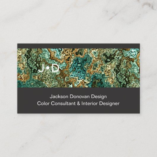 Aquamarines blaugrünes Metallisches Marmorkunstmus Visitenkarte (Vorderseite)