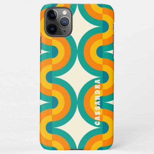 Aquamarines blaugrünes Orange Midjahrhundert-Schal iPhone Hülle (Rückseite)