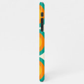 Aquamarines blaugrünes Orange Midjahrhundert-Schal iPhone Hülle (Linke Seite)