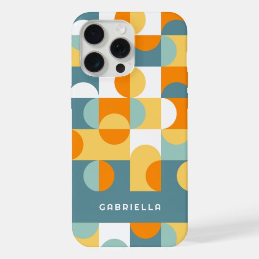 Aquamarines blaugrünes Orange Midjahrhundert-Schal iPhone Hülle (Rückseite)
