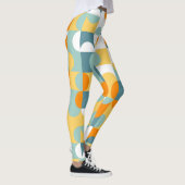 Aquamarines blaugrünes Orange Midjahrhundert-Schal Leggings (Rechts)