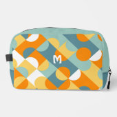 Aquamarines blaugrünes Orange Midjahrhundert-Schal Waschbeutel (Vorderseite)