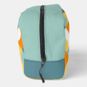 Aquamarines blaugrünes Orange Midjahrhundert-Schal Waschbeutel (Rechts)